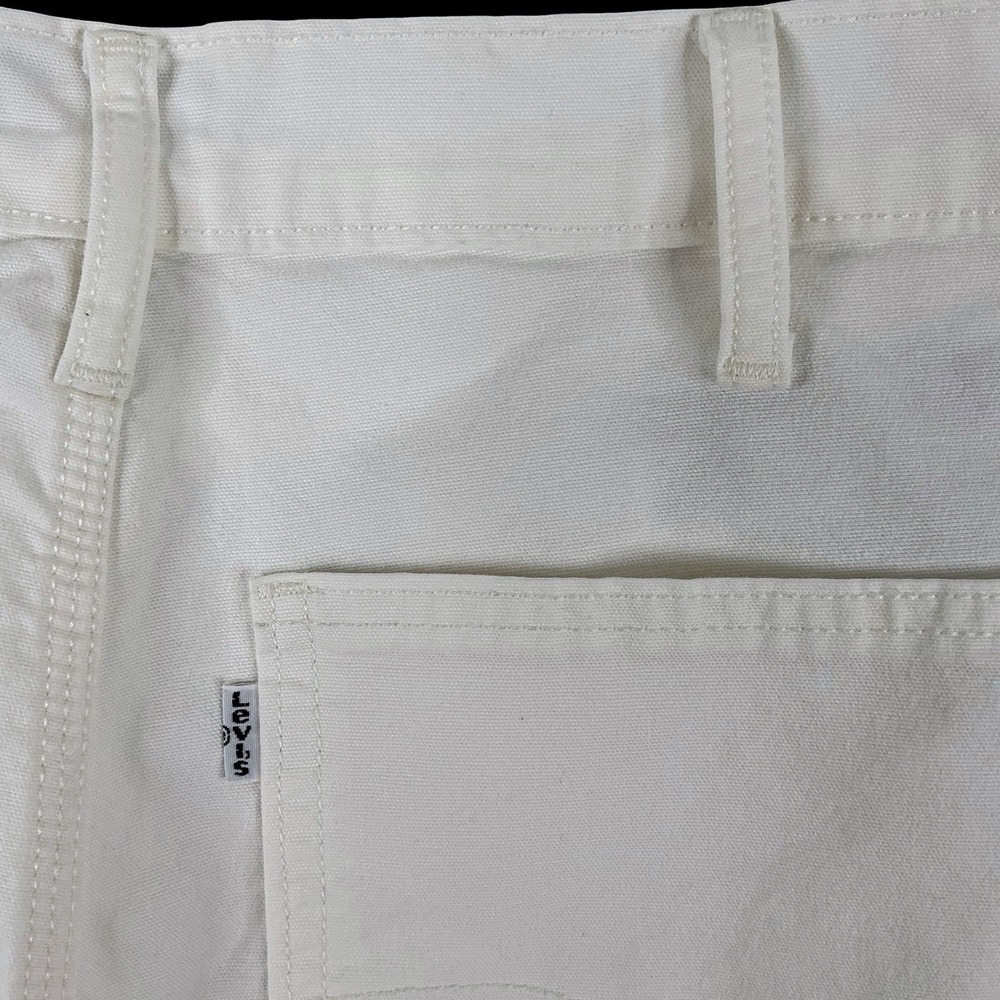 Levis‎ Pants Men 34x36 (ACTUAL 32x31.5) Ivory White Carpenter Twill Straight - Picture 7 of 15